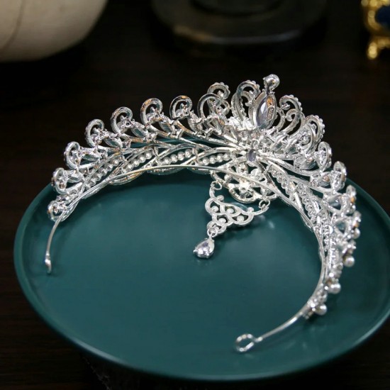 Elegant Wedding Hair Tiara Pearl Rhinestone Luxury Fashion Bridal Crown Diadem Headband Hair Accessories Headdress Head Jewelr