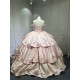 Exquisite Off The Shoulder Pink Quinceanera Dresses for Girl Sweetheart Neck Appliques Ball Gown