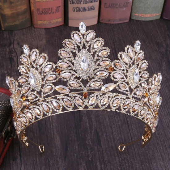 Fashion Baroque Luxury Crystal Bridal Crown Tiara Diadem Tiaras for Women Bride Wedding Rhinestone Hair Accessories Headpiece