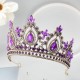 Fashion Luxury Purple Rhinestone Bridal Tiaras Crown Baroque Crystal Pageant Prom Diadem Bride Headband Wedding Hair Accessories