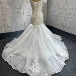 Fashion Off Shoulder Wedding Dresses 2024 Strapless Lace Appliques Mermaid Women Bridal Gowns