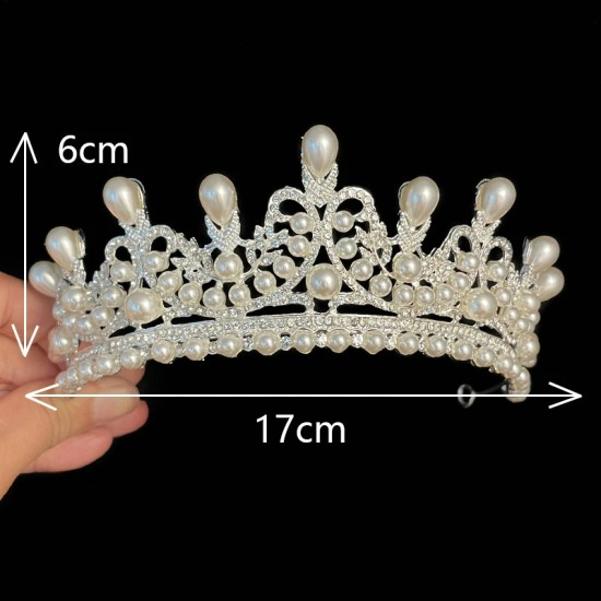 Fashion Pearl Crystal Tiaras And Crowns For Women Bride Party Rhinestone Prom Diadem Wedding Bridal Hair Accessories Jewelry