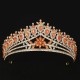 Fashion Pink Rhinestone Geometric Bridal Tiaras Crown Baroque Crystal Pageant Diadem Bride Headbands Wedding Hair Accessories