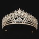 Fashion Pink Rhinestone Geometric Bridal Tiaras Crown Baroque Crystal Pageant Diadem Bride Headbands Wedding Hair Accessories