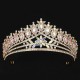 Fashion Pink Rhinestone Geometric Bridal Tiaras Crown Baroque Crystal Pageant Diadem Bride Headbands Wedding Hair Accessories