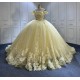 Fashionable Champagne Quinceanera Dresses for Girls Lace Appliques Vestido De 15 Anos Custom Made