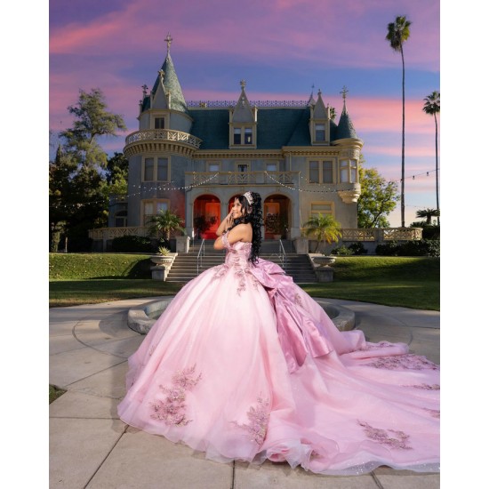 Glittering Pink Quinceanera Dresses Floral Applique Lace Off Shoulder Vestidos De 15 Anos Customized