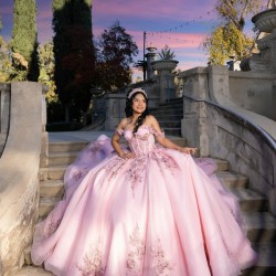 Glittering Pink Quinceanera Dresses Floral Applique Lace Off Shoulder Vestidos De 15 Anos Customized