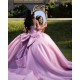 Glittering Pink Quinceanera Dresses Floral Applique Lace Off Shoulder Vestidos De 15 Anos Customized