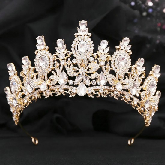 High Quality Crystal Crown Woman Headwear Banquet Wedding Bridal Hair Accessories Queen Diadem Jewelry Gift Decoration