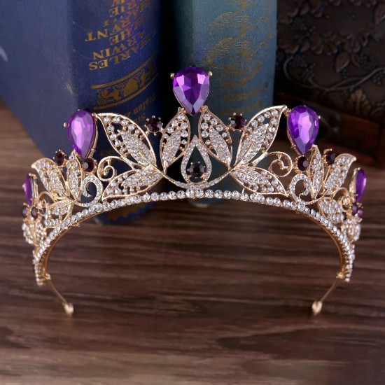 High Quality Crystal Crown Woman Headwear Leaf Shape Rhinestone Tiaras Banquet Wedding Hair Accessories Bridal Jewelry Gifts