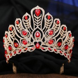 High Quality Crystal Red Crown Butterfly Bridal Wedding Rhinestone Tiara Alloy Princess Party Prom Hair Accessories Jewelry