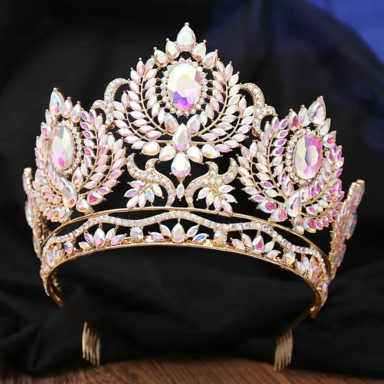 High Quality Luxury Large Crystal Crown Alloy Rhinestone Tiara For Women Bridal Wedding Party Diadem Hair Accessories Jewelry