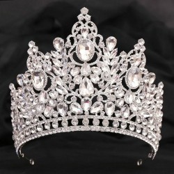 Korean Luxury High Quality Crystal Crown Rhinestone Tiara Prom Princess Bridal Wedding Party Headdress Hair Accessories Jewelry