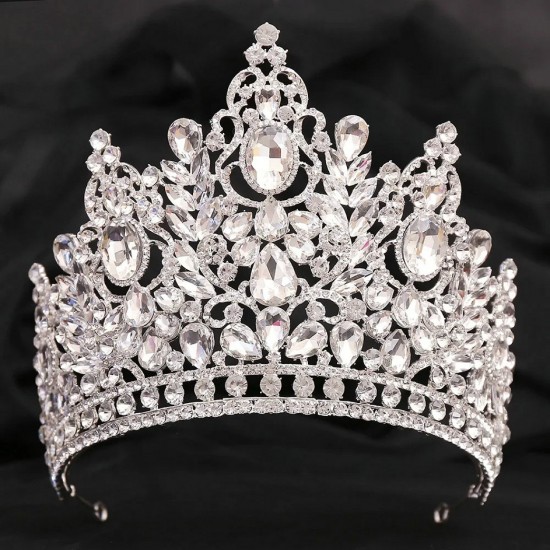 Korean Luxury High Quality Crystal Crown Rhinestone Tiara Prom Princess Bridal Wedding Party Headdress Hair Accessories Jewelry