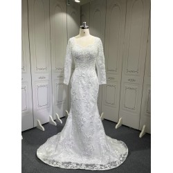 Lace Long Sleeves Wedding Dresses Princess Plus Size Ball Gown Bridal Dresses Lace Up Bridal Gowns