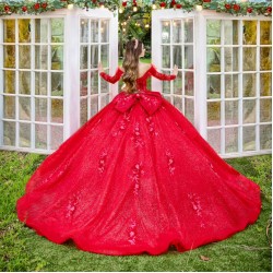 Long Sleeve Ball Gown Red Quinceanera Dresses Vestidos De 15 Quinceanera Sweetheart Neck Party Gown Customized