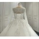 Long Sleeve Bride Gown Pearl Mermaid Wedding Dresses Women robe de mariee With Detachable Train