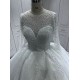 Long Sleeve Pearl Wedding Dresses Scoop Neck Bridal Gowns Women Vestidos De Novia