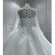 Long Sleeve Pearl Wedding Dresses Scoop Neck Bridal Gowns Women Vestidos De Novia