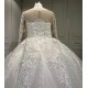 Long Sleeve Sequin Bridal Gown Lace Appliques Wedding Dresses Floor Length Bride Dress for Women Vestidos De Novia