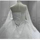 Long Sleeve Vestido De Noiva Pearls Handmade Vintage Wedding Dress 2024 Long Sleeve Bridal Gowns