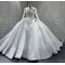 Long Sleeve Vestido De Noiva Scoop Neck Ball Gown Wedding Dresses Crystal Bridal Gowns