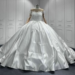 Long Sleeve Vestidos De Noiva 2024 Ball Gown Wedding Dress Appliques Princess Satin Wedding Gown