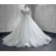 Long Sleeve Wedding Dress Ball Gown Lace Appliques High Neck Tulle Bridal Gown Robe Mariage