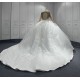 Long Sleeve Wedding Dress Pearl Bridal Gown Custom Made Black Girl Women Dress