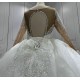 Long Sleeve Wedding Dress Pearl Bridal Gown Custom Made Black Girl Women Dress