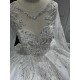 Long Sleeve Wedding Dress Sequin Bride Dress Scoop Neck Custom Made Princess Dress