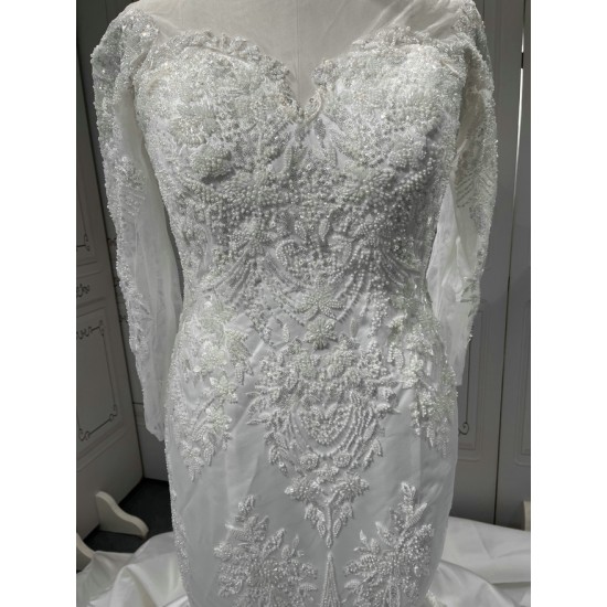 Long Sleeve Wedding Dresses Beading Bridal Dress Mermaid Vestidos De Noiva