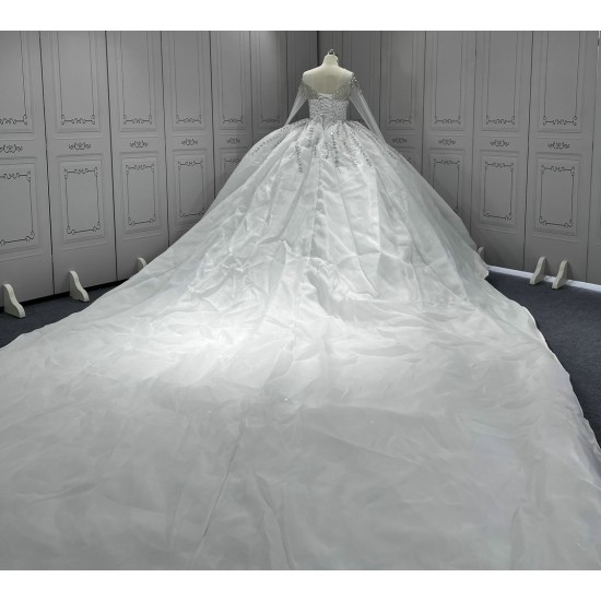 Long Sleeve Wedding Dresses Crystal Bride Dresses Custom Made Robe de mariee vestidos de novia