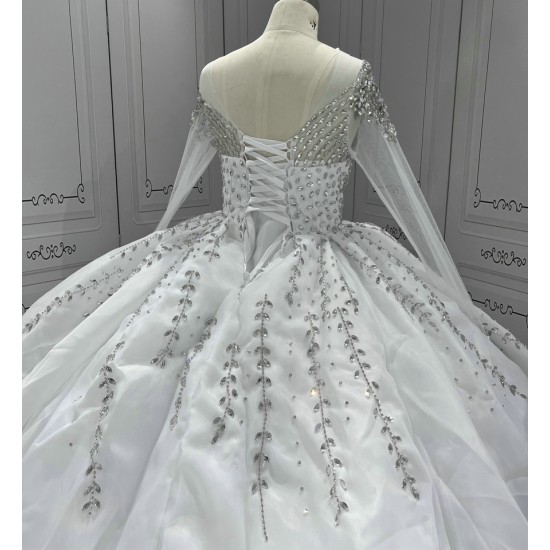 Long Sleeve Wedding Dresses Crystal Bride Dresses Custom Made Robe de mariee vestidos de novia