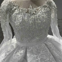 Long Sleeve Wedding Dresses Lace Appliques Ball Gown Bridal Gowns Wedding Gowns vestido de noiva