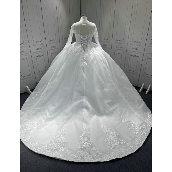 Long Sleeve Wedding Dresses Lace Appliques Ball Gown Bridal Gowns robe de soiree