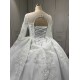 Long Sleeve Wedding Dresses Lace Appliques Bridal Gowns Ball Gown Sweep Train vestido de noiva