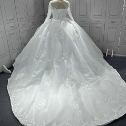 Long Sleeve Wedding Dresses Lace Appliques Wedding Gowns Custom Made Ball Gown Bridal Gowns