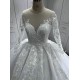 Long Sleeve Wedding Dresses Scoop Neck Bridal Gowns Sweep Train Vestido De Noival Custom Made