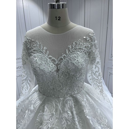 Long Sleeve Wedding Dresses White Lace Appliques Bridal Gown Ball Gown Bride Dress Vestido Noiva Praia 2024