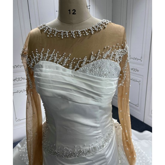 Long Sleeve Wedding dresses Lace up Crystal Bridal Gowns Two In One Vestidos de novia