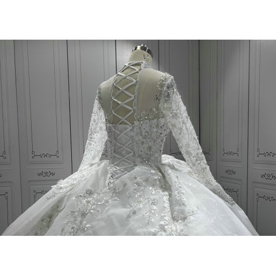 Long Sleeves Wedding Dresses Plus Size Halter Neck Applique Bridal Gowns Vestido De Novia