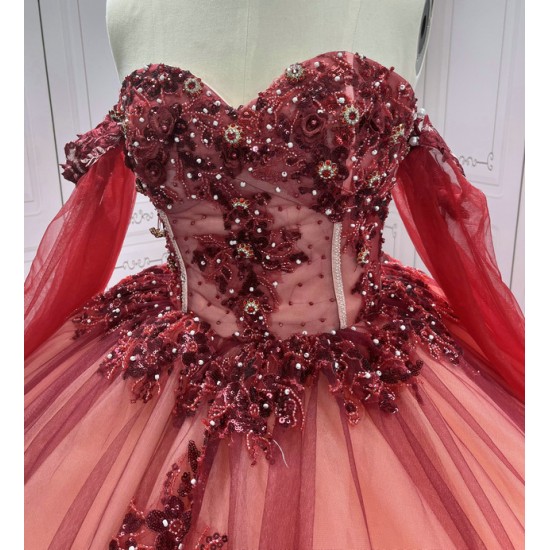 Luxury Ball Gown Red Quinceanera Dresses 2024 Sweetheart Lace Up Back Party Prom Gowns Vestidos De 15 Anos