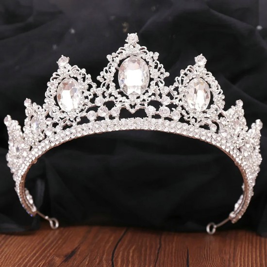 Luxury Baroque Crown Crowns Retro Headwear Bridal Wedding Rhinestone Tiaras Jewelry Alloy Diadem Hair Accessories Decoration