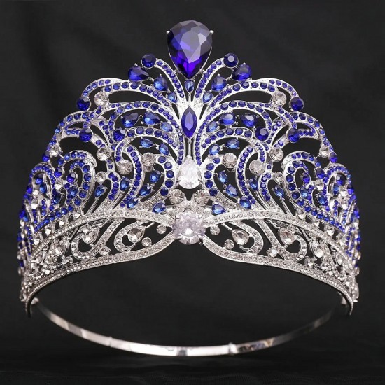 Luxury Big Crowns Miss Universe Diadem Rhinestone Tiara Pageant Full Circle Large Crown Bridal Wedding Party Hair Accessories