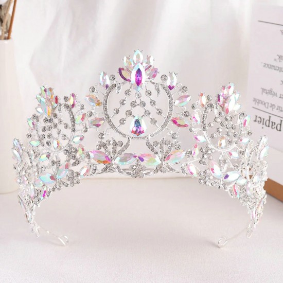 Luxury Champagne Rhinestone Bridal Tiaras Crown Baroque Crystal Pageant Prom Diadem Bride Headband Birthday Hair Accessories