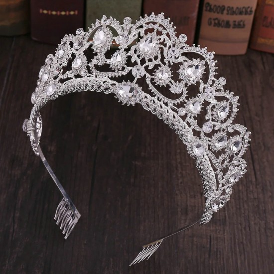 Luxury Elegant Gold Color Crystal Crown Hair Accessories Tiara For Women Party Rhinestone Bridal Crown Hair Jewelry Headbands