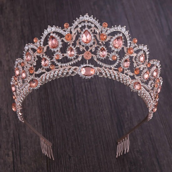 Luxury Elegant Gold Color Crystal Crown Hair Accessories Tiara For Women Party Rhinestone Bridal Crown Hair Jewelry Headbands