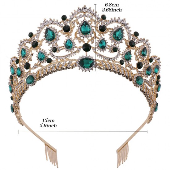 Luxury Elegant Gold Color Crystal Crown Hair Accessories Tiara For Women Party Rhinestone Bridal Crown Hair Jewelry Headbands